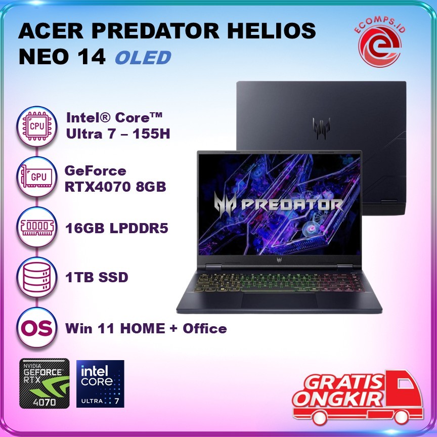 Acer Predator Heios Neo 14 Ultra 7 155H RTX4070 8GB/ 16GB 1TB W11 14.5QHD