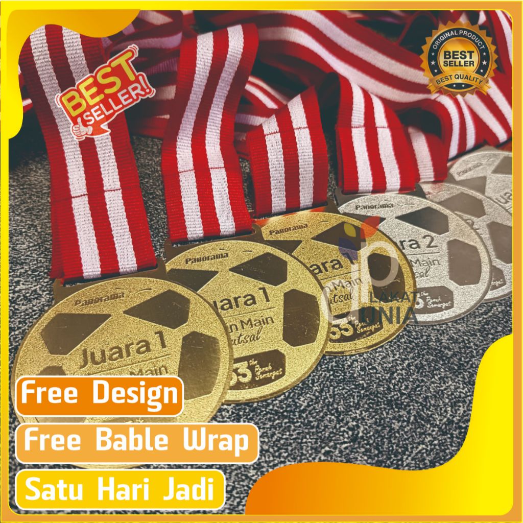 Medali Sepak Bola, Medali Futsal, Medali Mini Soccer, Medali Custom, Medali Juara