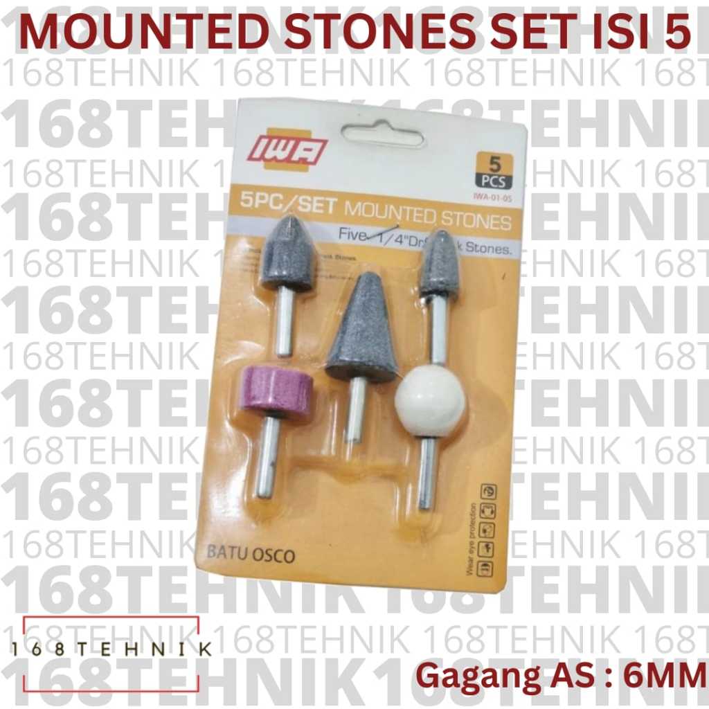 MOUNTED STONE SET 5PCS / BATU OSCO SET / BATU GERINDA POLES / MINI GRINDER / BATU GAGANG SET / BATU 