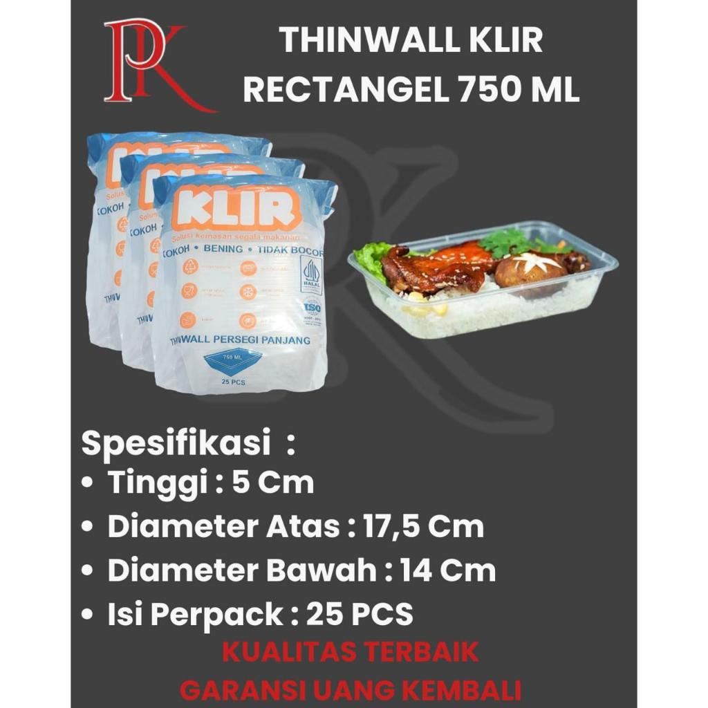 Thinwall 750ml Rec Kotak Makan Plastik Food Container Box Makan Cup Jelly Toples Salad