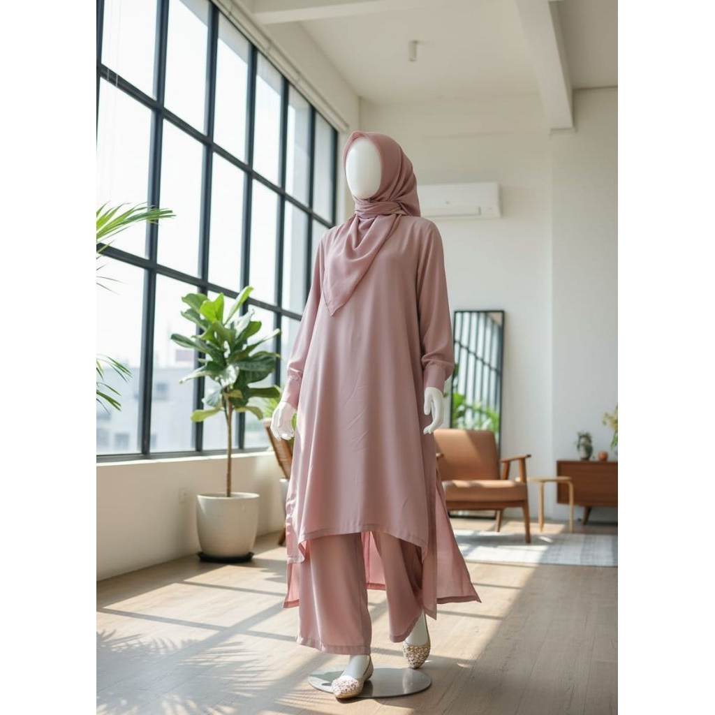 Tunik Set Azalea/tunik+celana/stelan tunik terbaru/wanita