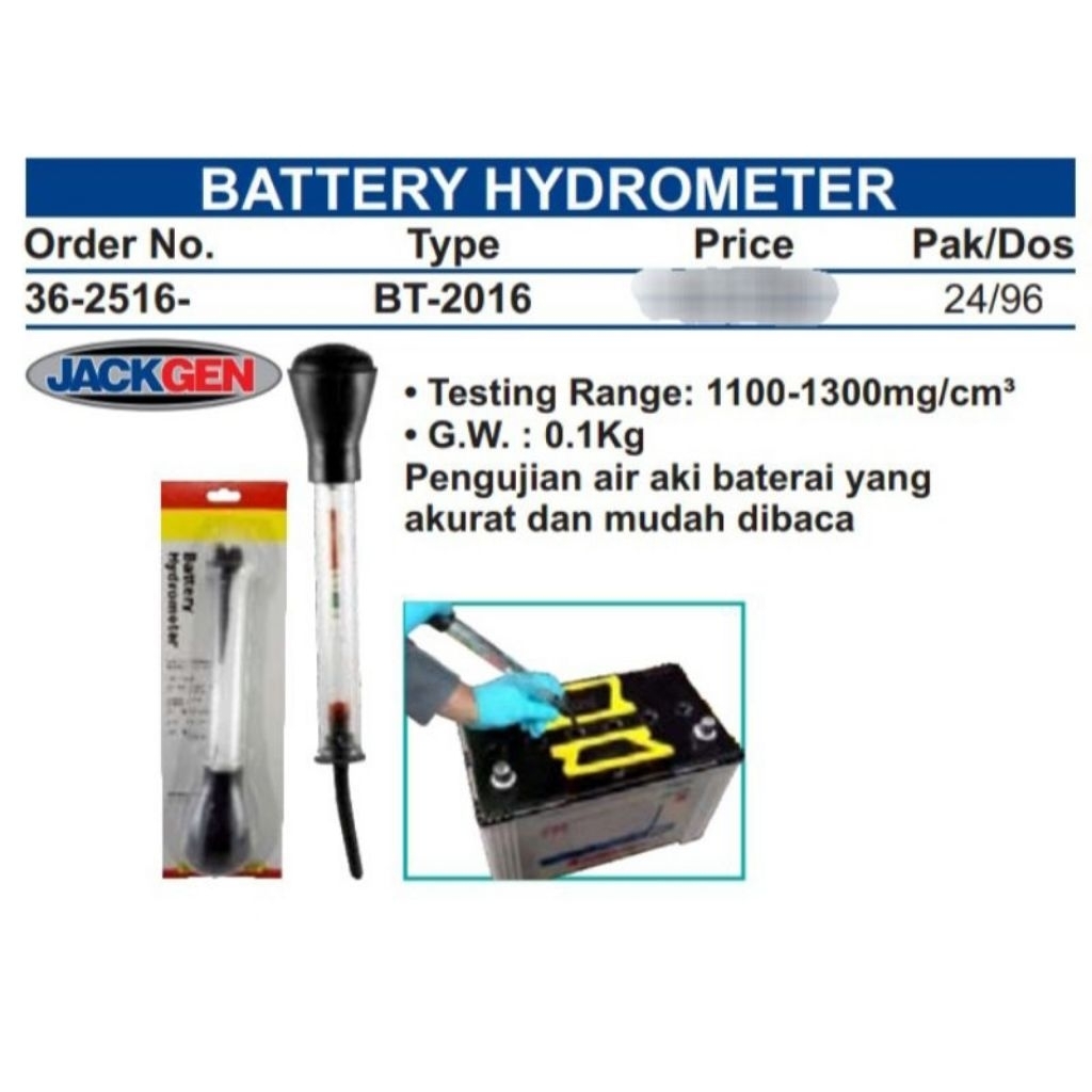 Wipro Jackgen Battery Hydrometer BT-2016 / Alat Tes Kadar Air Aki Motor Mobil / Alat Tes Air Aki