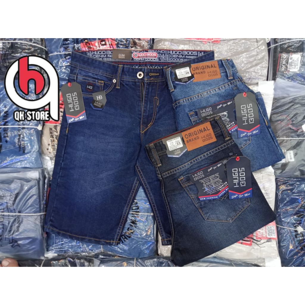 celana jeans pendek pria premium regular 28-33/celana distro pria pendek premium  celana jins cowok 