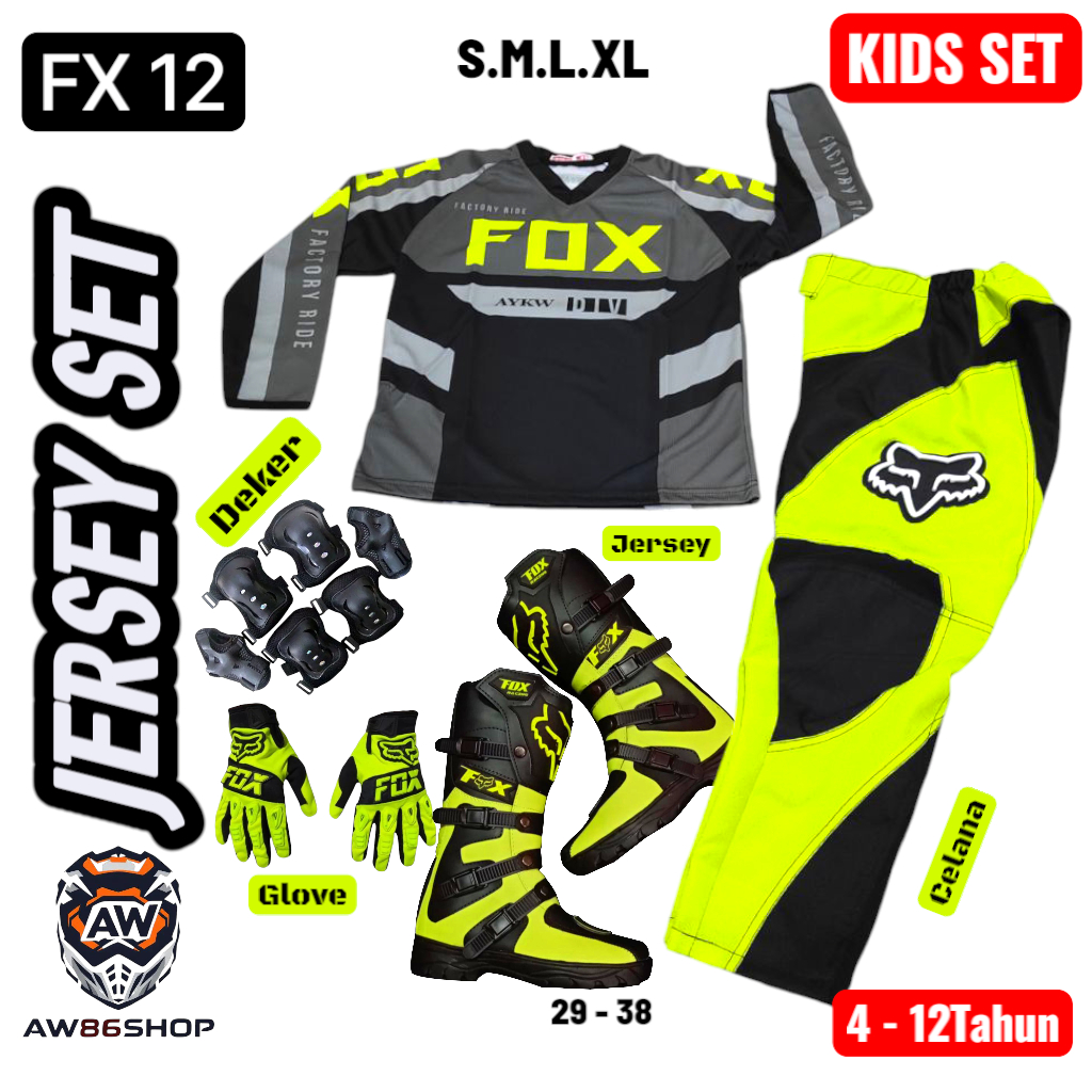 BISA PAKAI NAMA Trail Jersey Set Anak Cross Setelan Motor Trail Listrik Trail Run