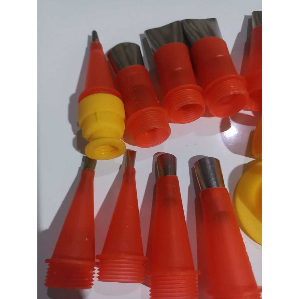 Nozzle Ujung Lem Silikon Set 14 Pcs – Kepala Coran Sealant Gun Plastik + Stainless | Tutup Lem Rakit