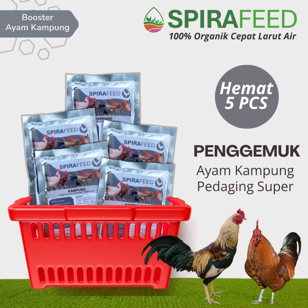 SPIRAFEED Kampung 5pcs | Vitamin Penggemuk Untuk Ayam Kampung Joper & Pejantan | pakan ayam bangkok 