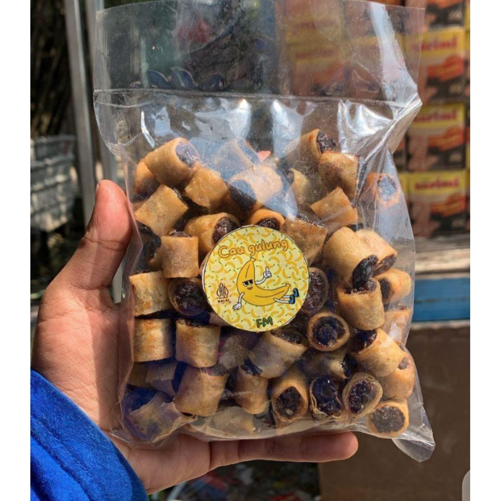 200 gr cau gulung pisang kulit lumpia manis enak cemilan kiloan murah grosir oleh-oleh bandung