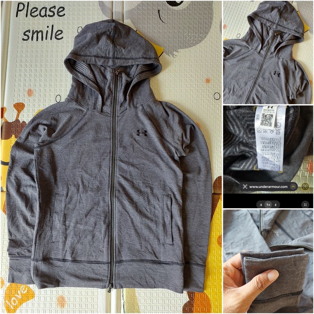 Hoodie Zipper UNDER ARMOR SPORT BAHAN NGARET [ second original ]