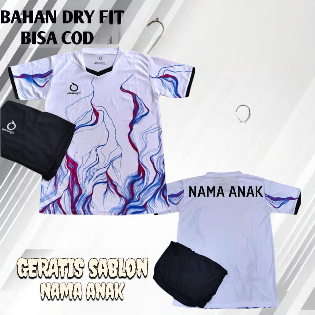Baju Bola Anak Custom Nama Setelan Sepak Bola Anak Laki Laki Usia 4-13 Tahun Seragam Olahrga SD SMP