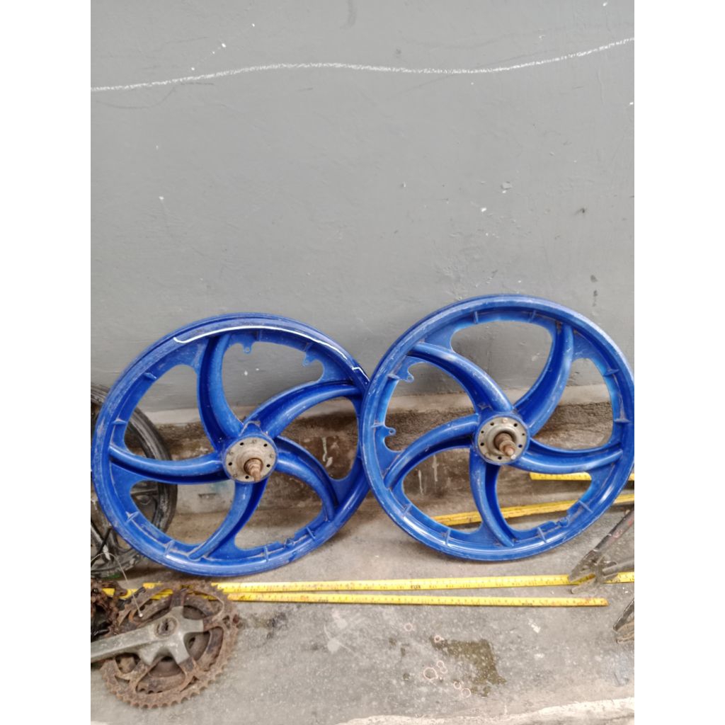 satu set Velg rims bintang bmx old school roda 20 plastik tebal