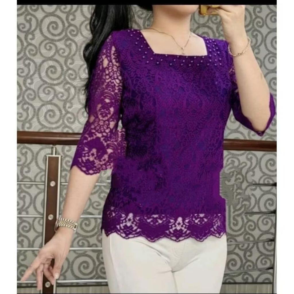BLUS BROKAT PETAK/BAJU KEBAYA PESTA BATAK MUTIARA MODEL CANTIKA