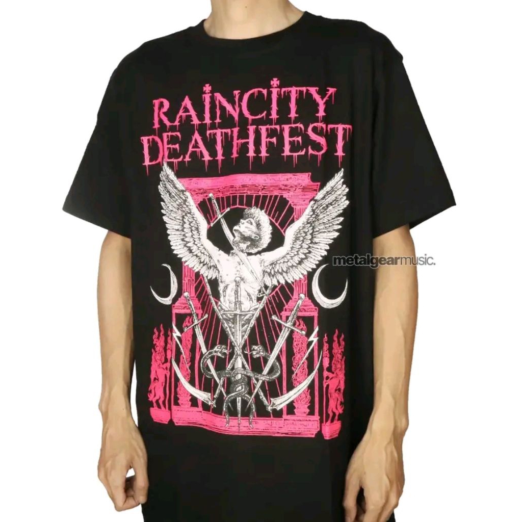 RAINCITY DEATHFEST - PINK BLACK | TSHIRT DISTRO | T-SHIRT BAND METAL ORIGINAL | TSHIRT EVENT METAL |