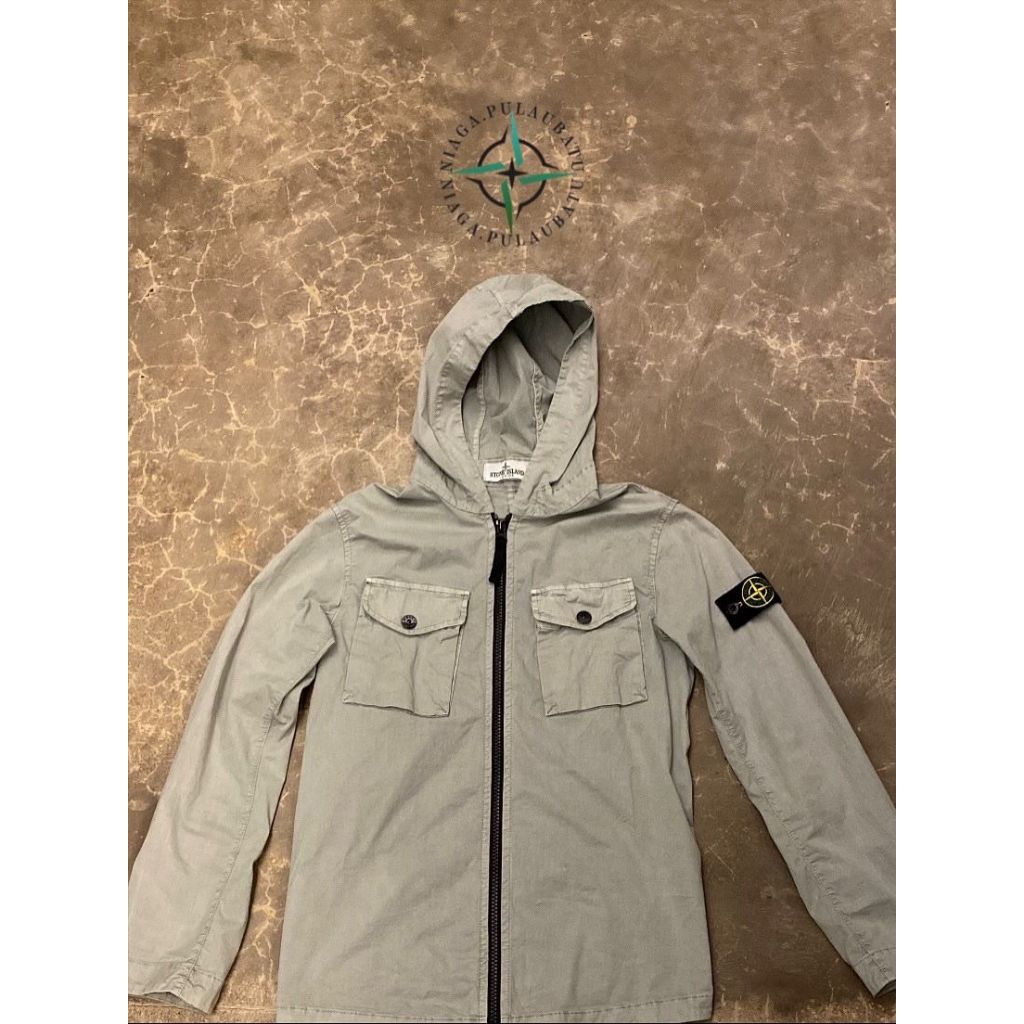 Stone Island Junior Overshirt Hoodie Light Grey