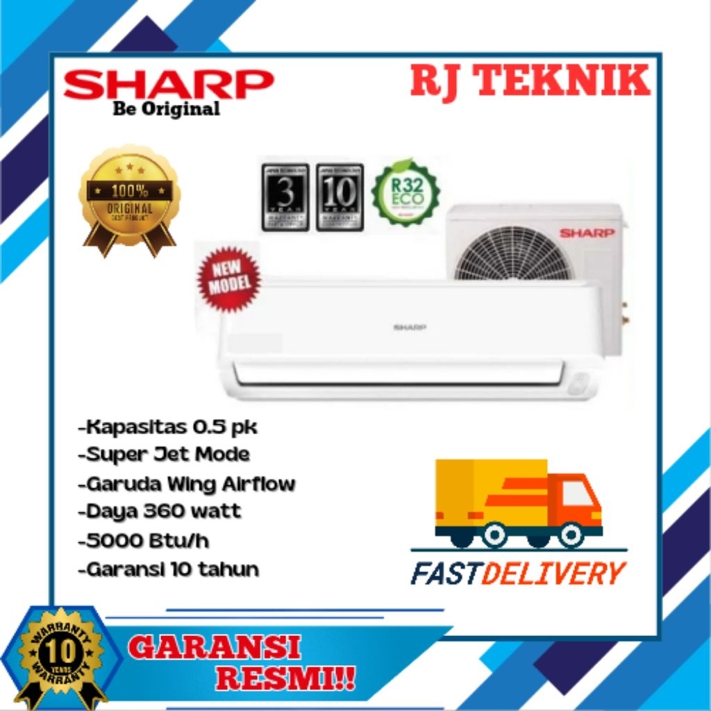 AC SHARP AH 5BEY 1/2PK+PASANG [ TUKAR TAMBAH AC LAMA]