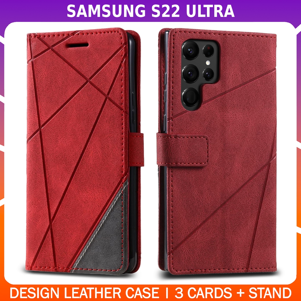 Premium Leather Wallet Flip Case with Stand for SAMSUNG GALAXY S22 ULTRA