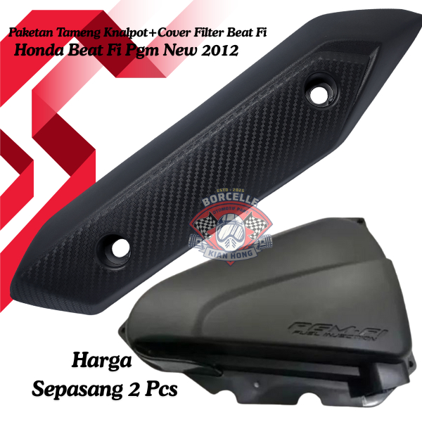 Paket Cover Tutup Tameng Knalpot Honda Beat Fi New Pgm Tahun 2012-2014+Cover Filter Honda Beat New