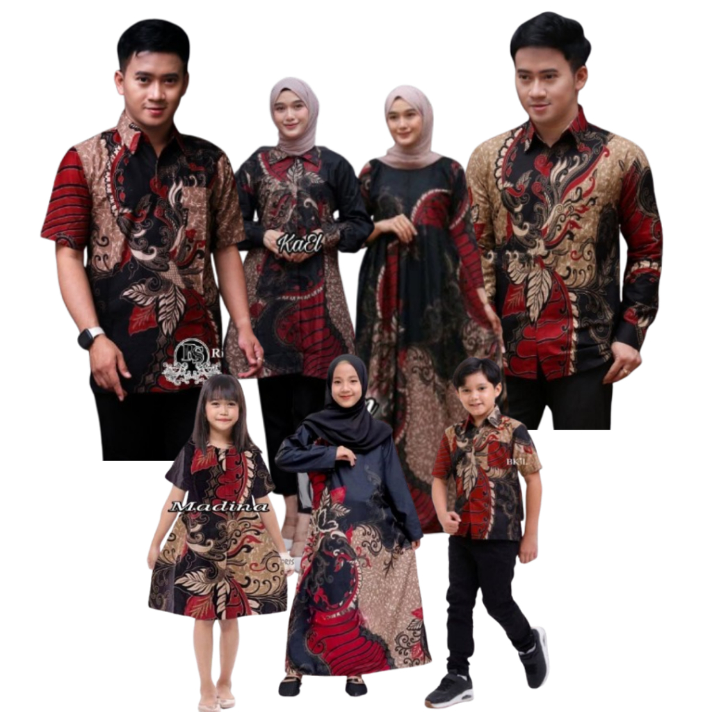 Diskon Batik Keluarga Motif Sangkuriang Merah - Couple Batik Keluarga Terlaris dan Termurah Baju Kem