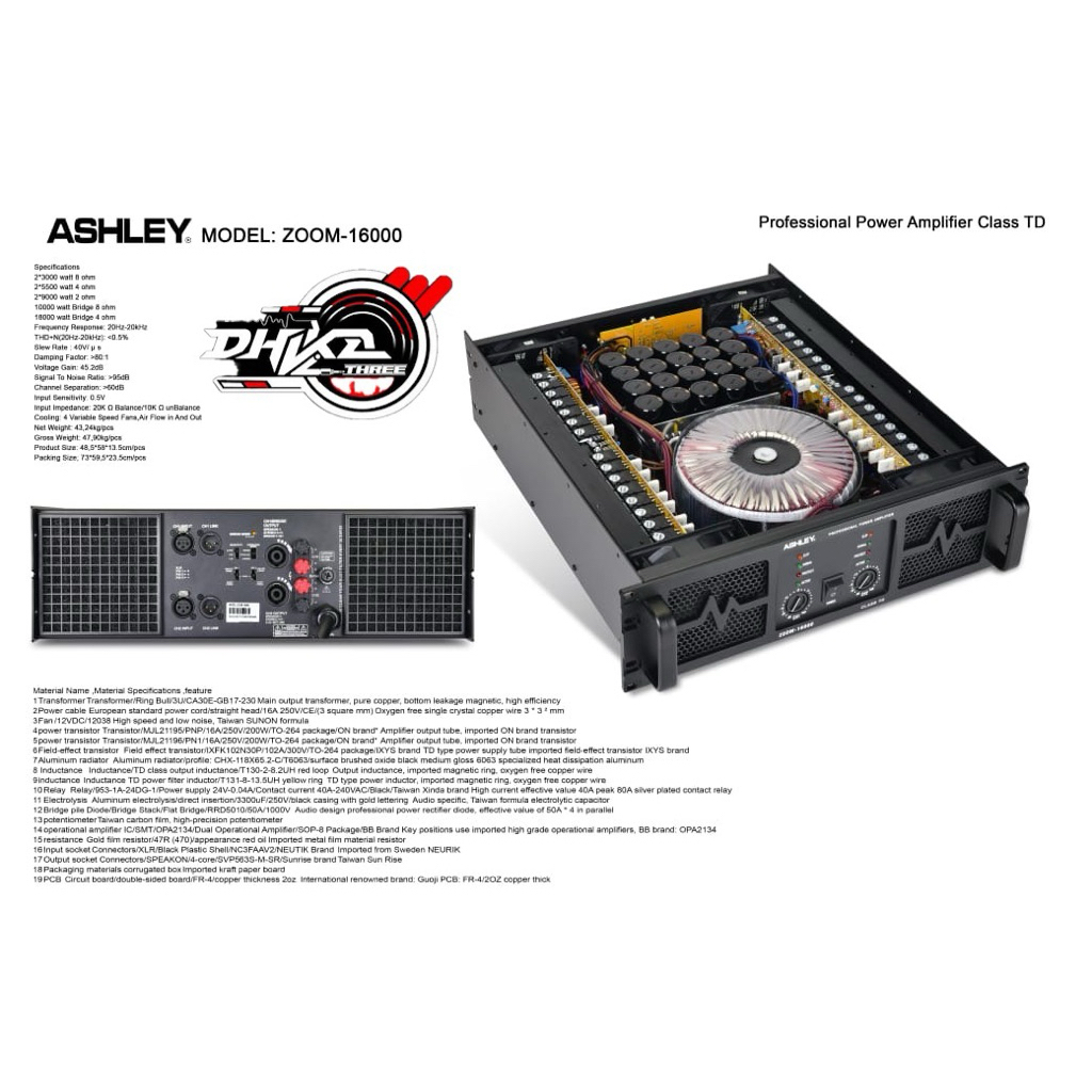POWER AMPLIFIER ASHLEY ZOOM 16000 CLASS TD ORIGINAL / Power Ashley Zoom 16000 Class TD original / Po