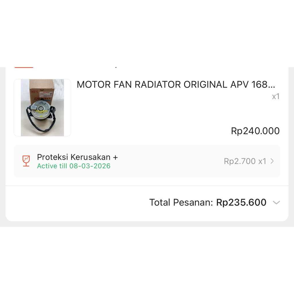 MOTOR FAN RADIATOR ORIGINAL APV 168000-9370