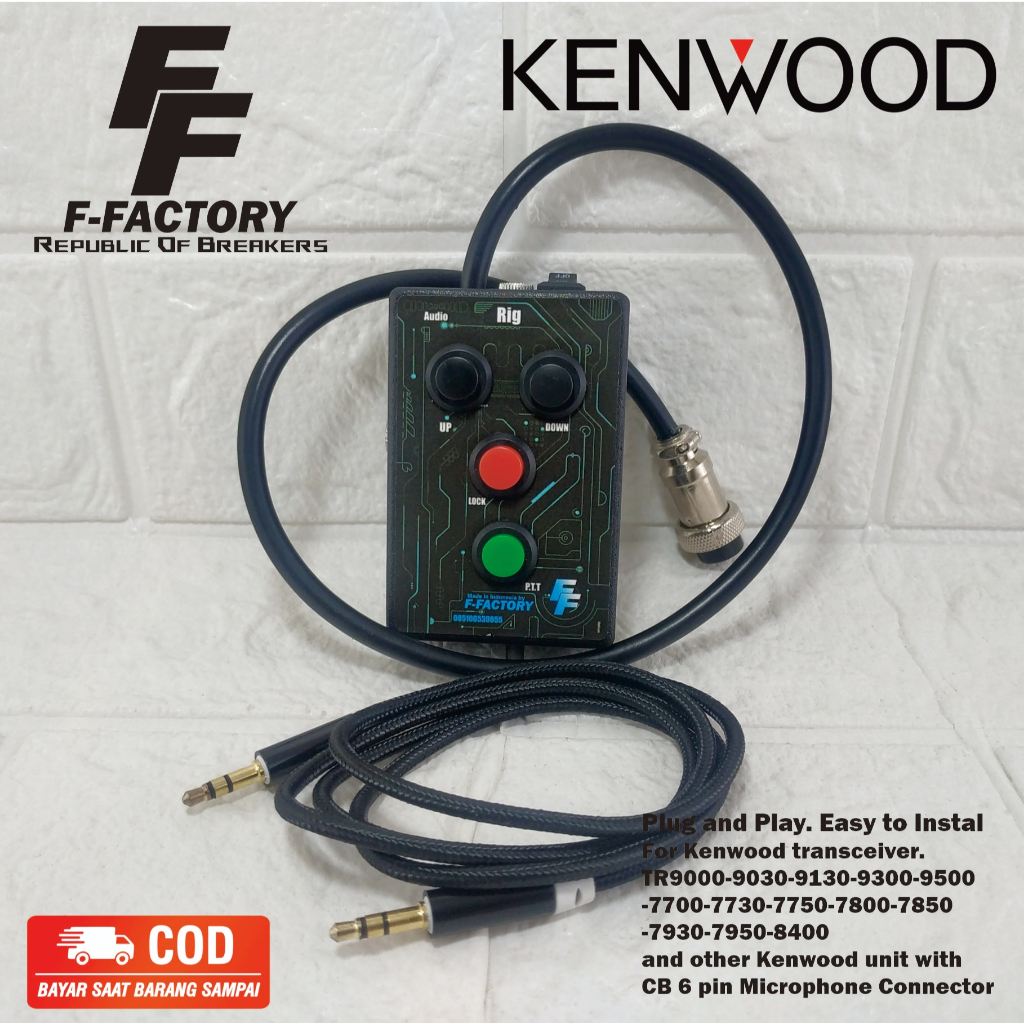 PTT Box Soundcard / Mixer untuk Radio Rig Kenwood konektor Extramic CB 6 Pin. TR9000-9030-9130-9300-
