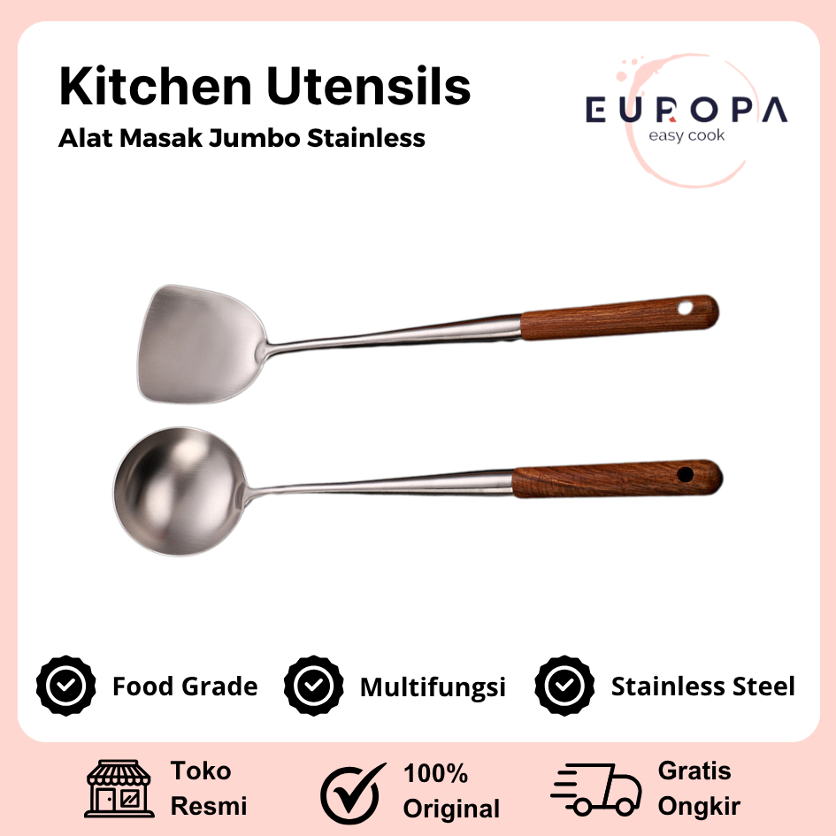 Sodet Irus Stainless Terusan/Sutil Eros Panjang SUTIL SOTEL NASI GORENG PLAT STAINLESS SUPER TEBAL E