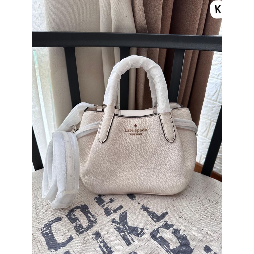 ks bag mini dumpling crossbody patchment white