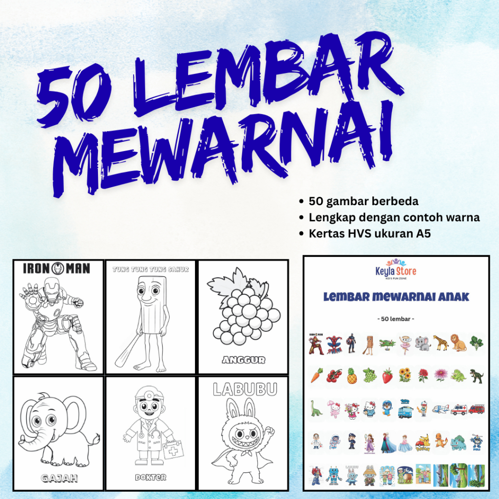 50 Gambar Mewarnai Anak - Free pensil warna