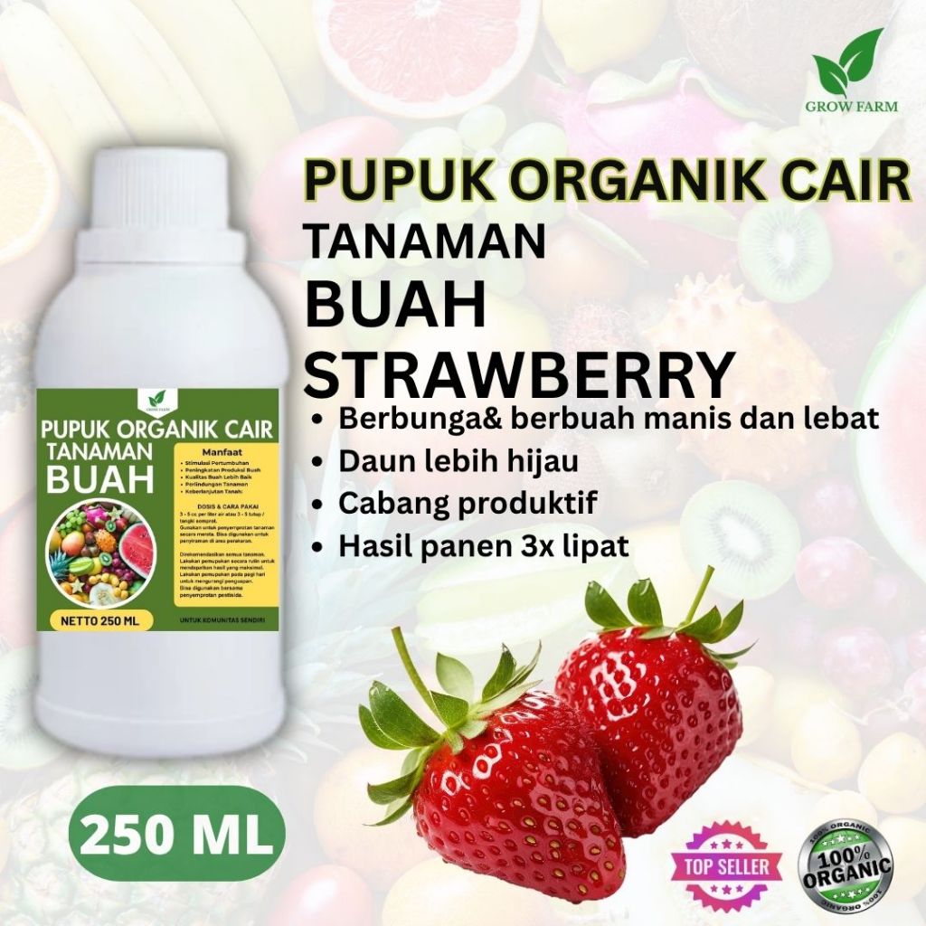 Pupuk Buah Strawberry 250 ML /Pupuk Booster Strawberry Cepat Berbuah Lebat/Pupuk Cair Strawberry