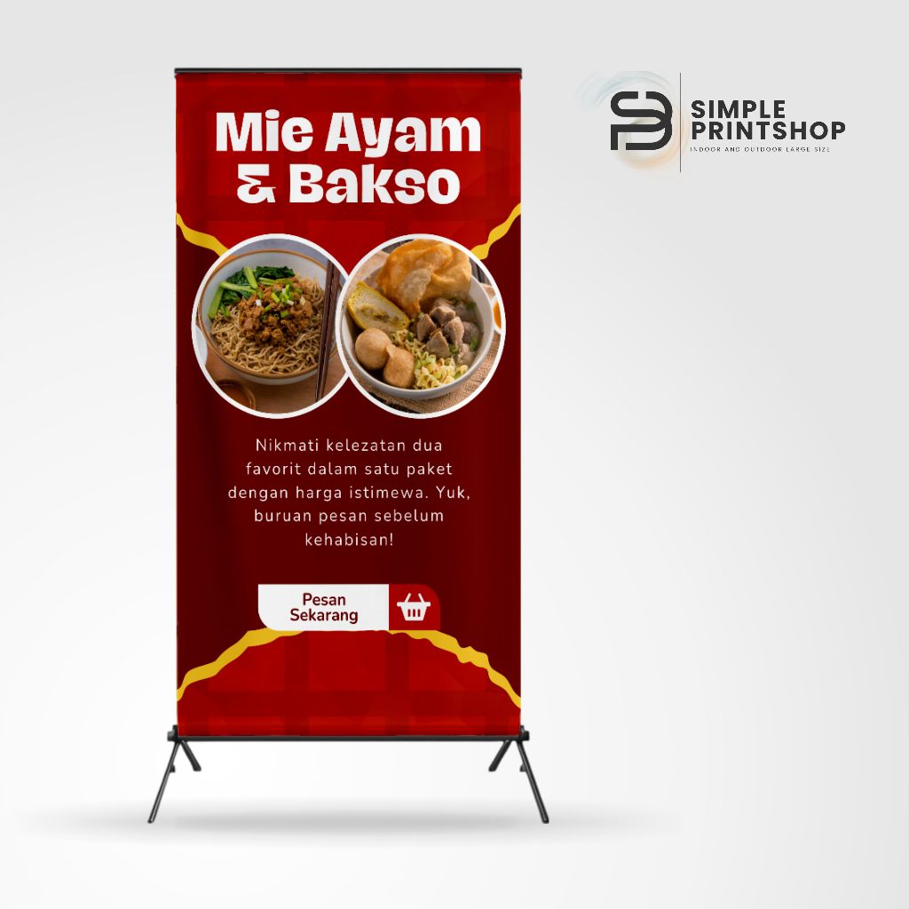 Spanduk Banner Mie Ayam dan Bakso Free Custom Design