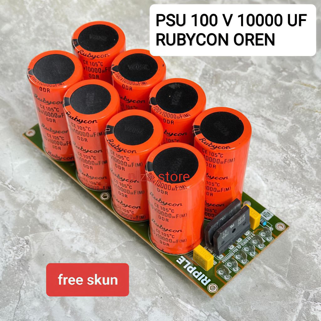 Kit PSU isi 8 elco 100v 10000uf Rubycon orange original isi full class AB PSU 8 elko 10000uf 100v Ru