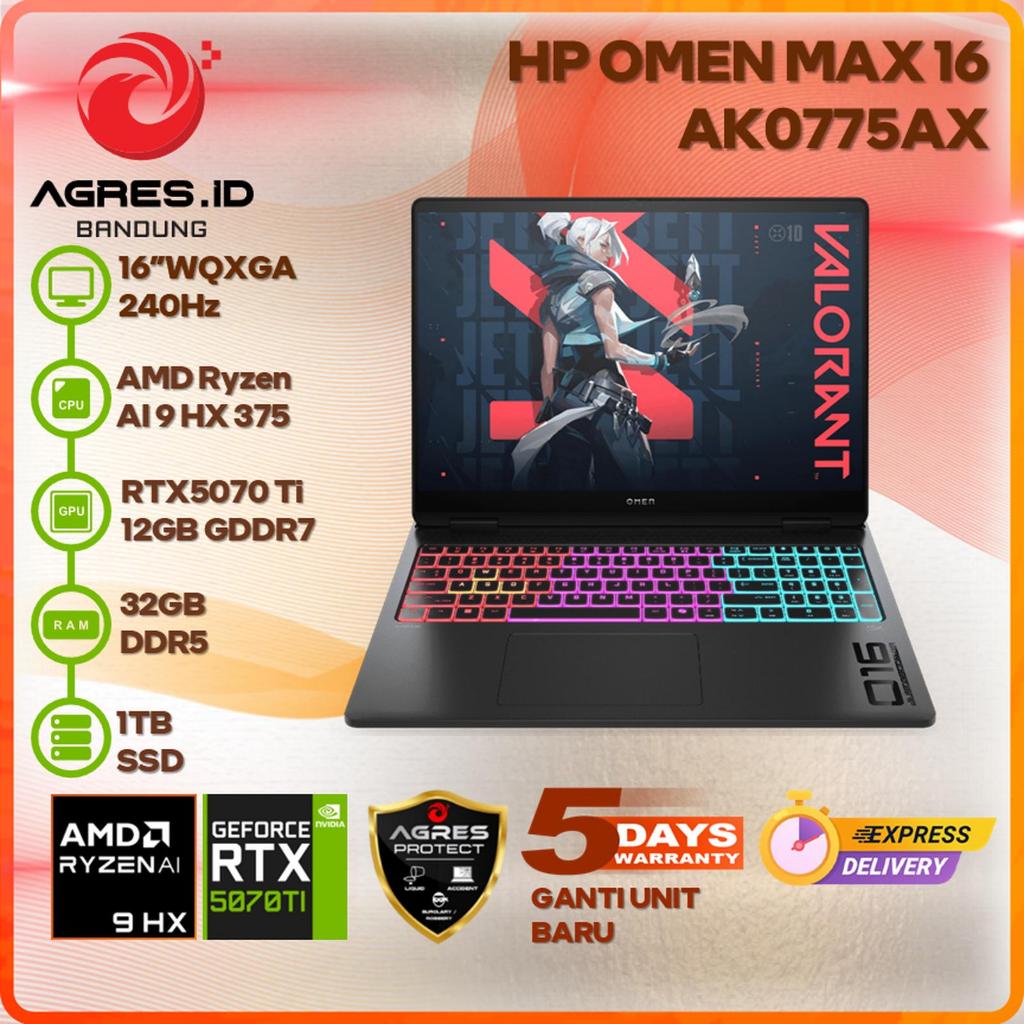 HP OMEN MAX 16 AK0775AX RYZEN AI 9 HX 375 RTX5070 TI 32GB 1TB 16" WQXGA IPS 240HZ