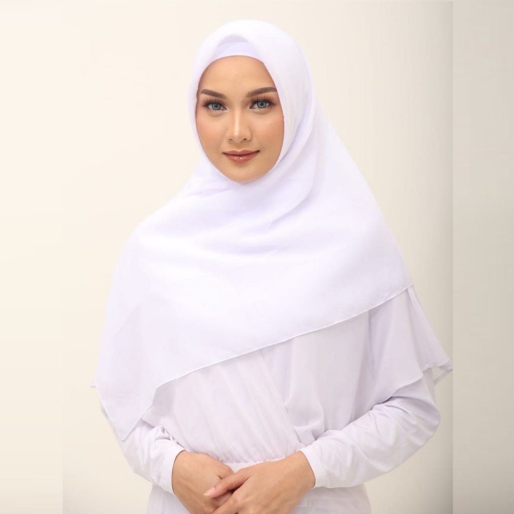 Putih 902 Keisha Shamora Elzatta Scarf Muslim Hijab Segi Empat Polos Basic Polycotton Original