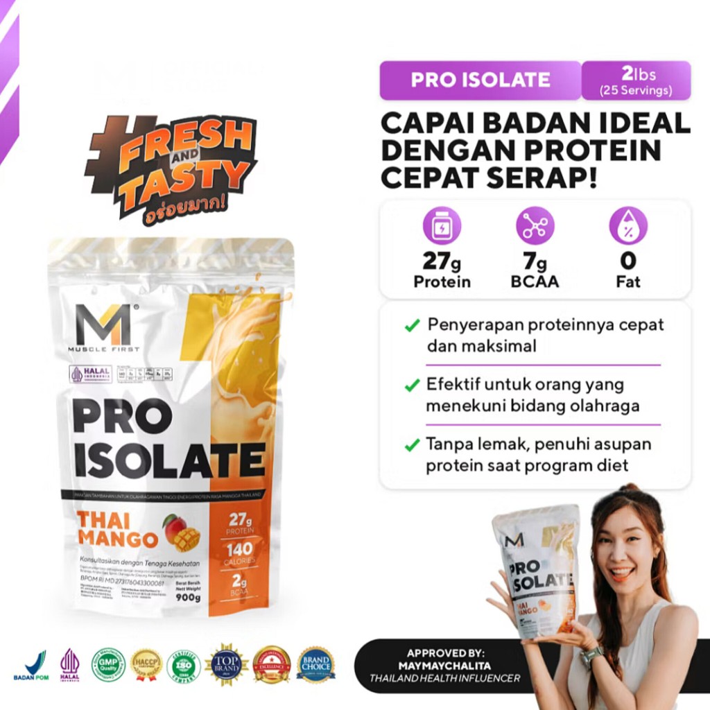 Muscle First | Pro Isolate | Pro Whey 2 LBS 900 Grams -M1 | HALAL & BPOM | Rimba Whey | ISOLENE | Ev