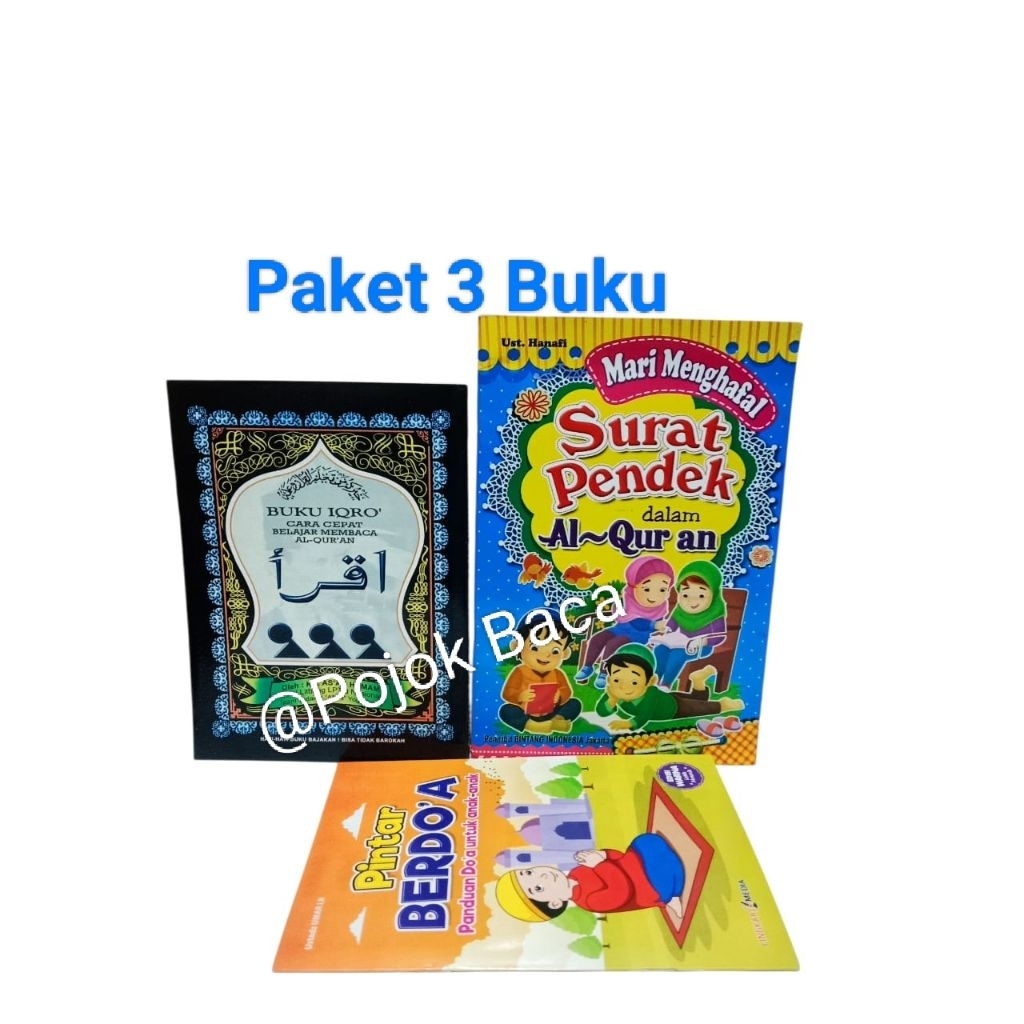 Paket 3 Buku Anak IQRO Bendel Besar, Mari Menghafal Surat Pendek & Pintar Berdoa Untuk Anak Full Col