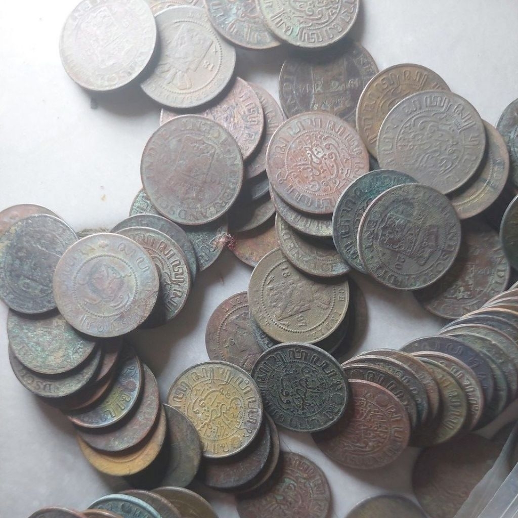 10 koin 1 cent belanda tahun 1800 an asli.