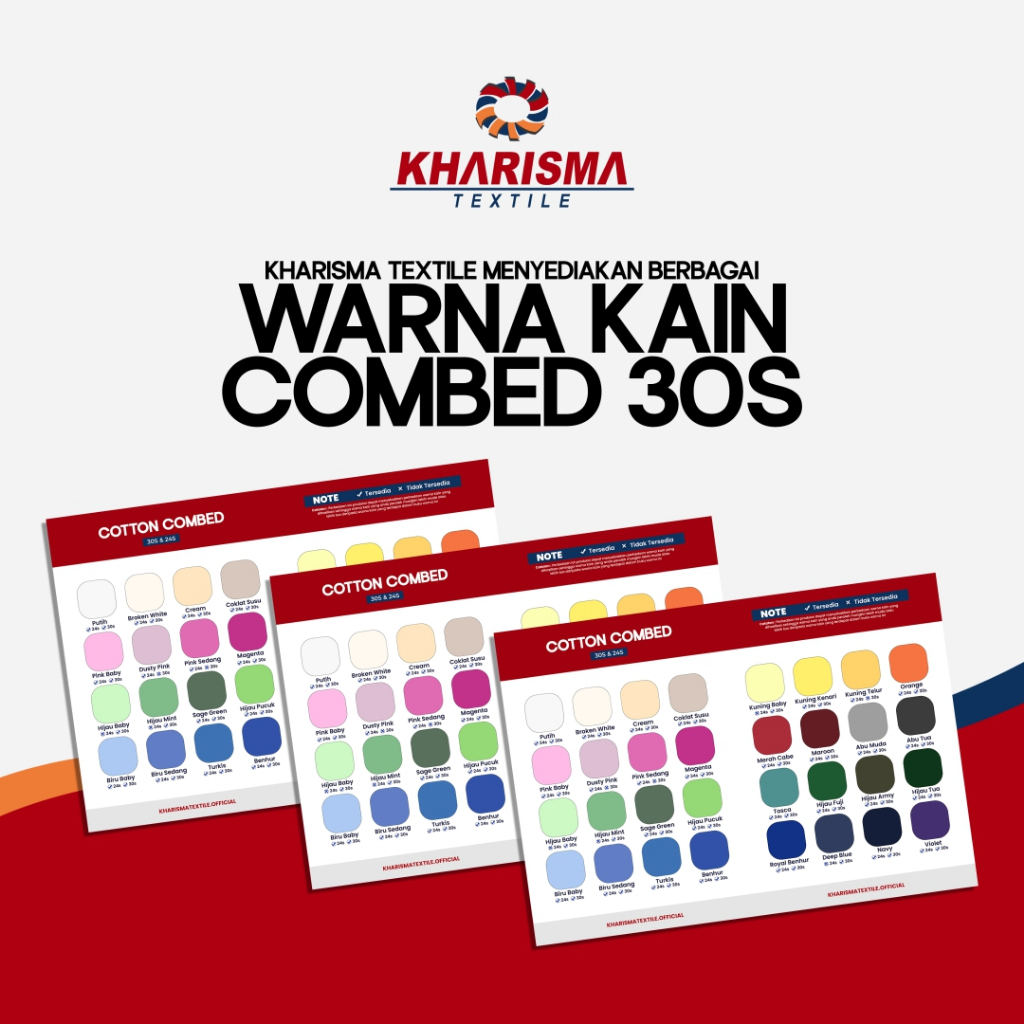 ⭐ Buku Katalog Sample Warna Kain COMBED CARDED 24s 30s ⭐ Catalog Kharisma Textile