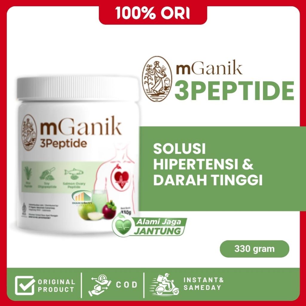 mGanik 3Peptide Hipertensi Suplemen Atasi Darah Tinggi & Jantung 330g Official Original