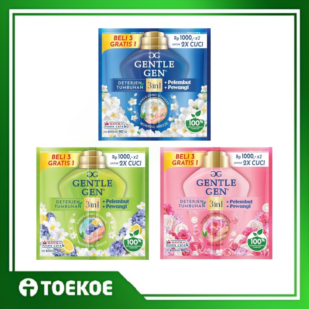 TOEKOE Gentle Gen Deterjen Cair Renceng 80ml [Isi 6+1 Sachet] / Deterjen Cair Sachet