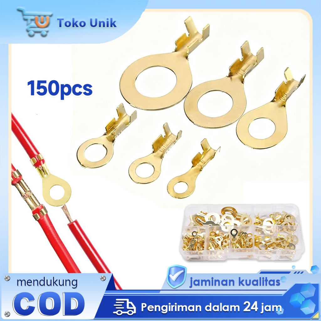 150pcs Terminal Skun Ring Bulat/Skun Baut/Skun Aki/Konektor Kabel Gepeng/Skun Aki Massa Mobil Motor