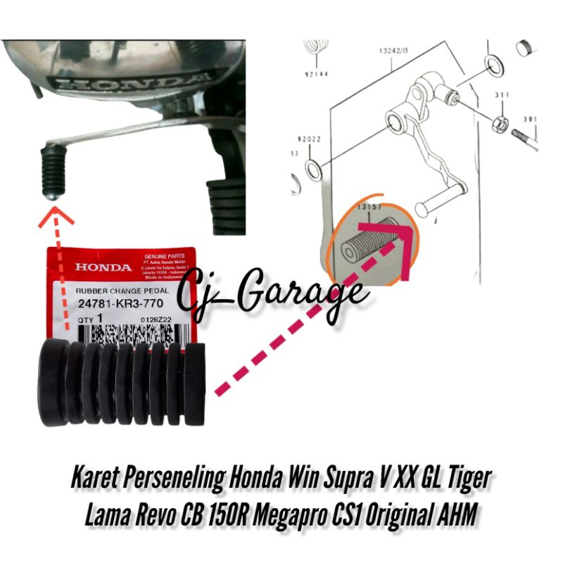 Karet Perseneling Karet Pedal Gigi Honda Win Supra V XX GL Tiger Lama Revo CB 150R Megapro CS1 Origi