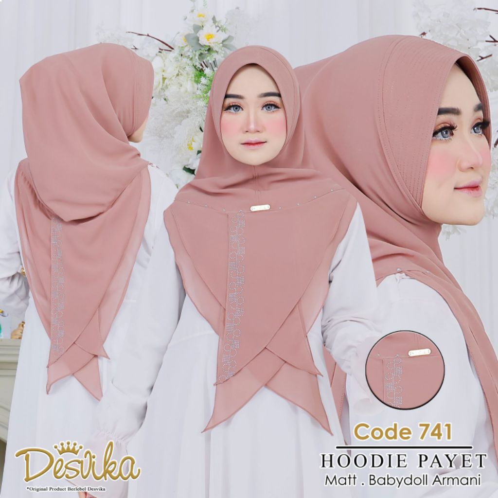 Hijab instan DC 741 Hoodie ceruty Babydoll Payet by Desvika hijab wanita muslim