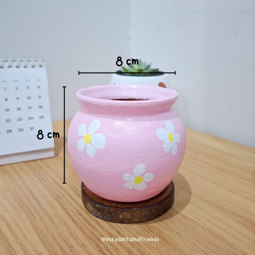 Pot Gerabah lukis mini / pot sukulen kaktus / pot gerabah / Pot Tanah Liat