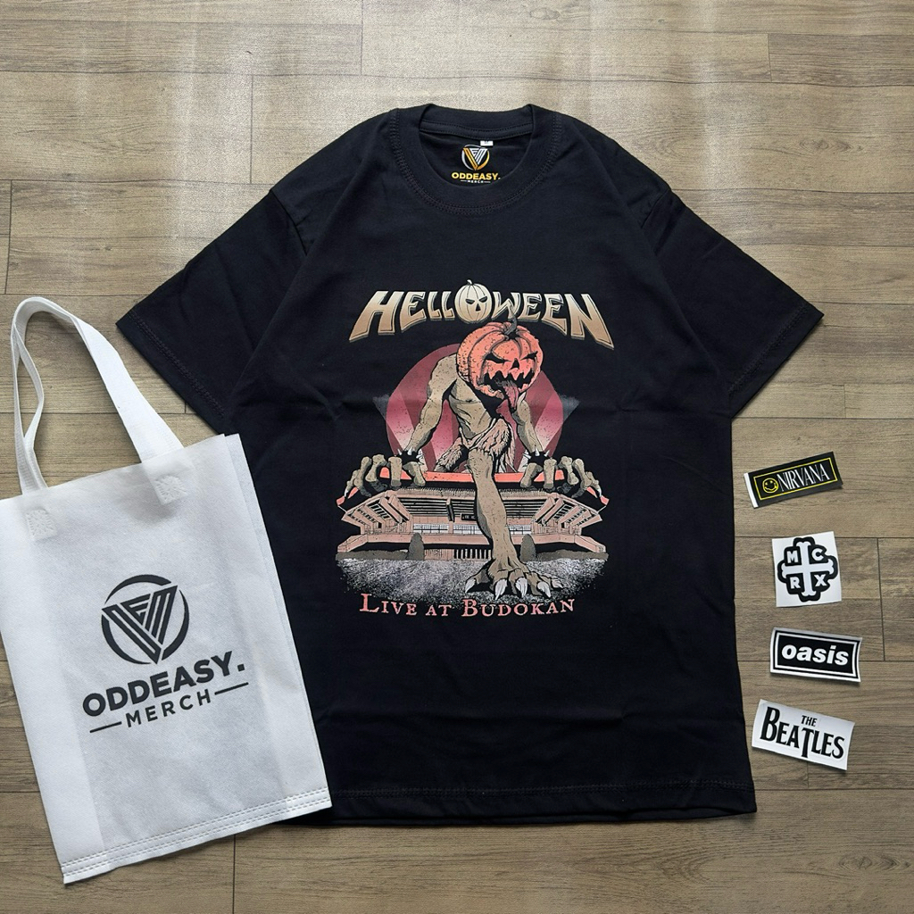 T-Shirt Kaos Helloween BUDOKAN Free Bag Bonus Sticker kaos band kaos oblong vintage hitam metal musi