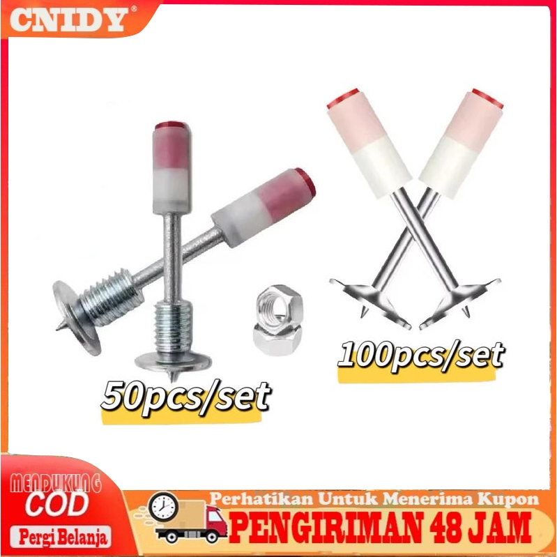[COD]50/100pcs Paku Beton Ramset Paku Ramset Beton Paku Tembak Beton Dan Besi Standart Washer Besar 