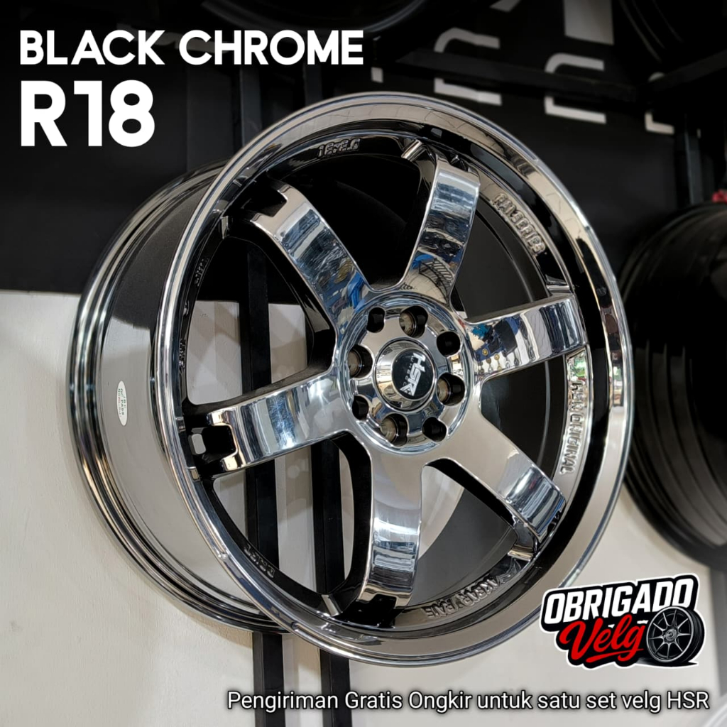 Velg Racing Raize Rocky Yaris R18 HSR RAI-S3 Black Chrome Ring 18 - HSR Obrigado Velg
