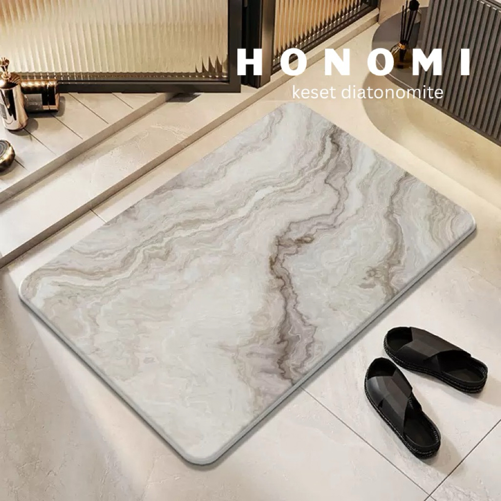 TAYURI - Keset Kaki Diatonomite HONOMI Motif Marmer Granit Kamar Mandi Serap Air Floor Mat Bathroom 