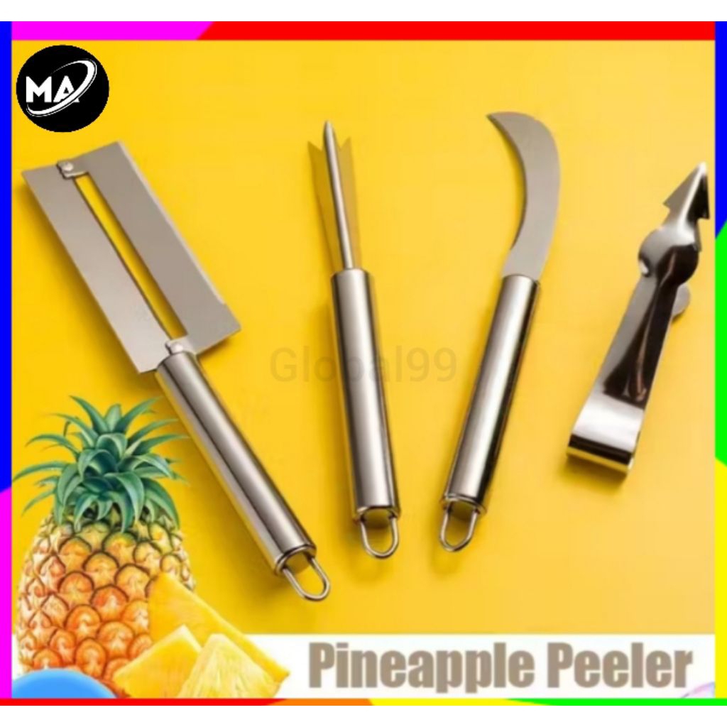 Pisau Pemotong Nanas 4 In 1 / 1 Set 4 Pcs Pisau Pengupas dan Pembuang Mata Nanas / Alat Pengupas Nan