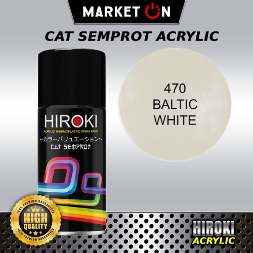 Hiroki Acrylic - 470 Baltic White I Cat Semprot Akrilik 300CC 300ML I Cat Warna Putih Gading I Cat S