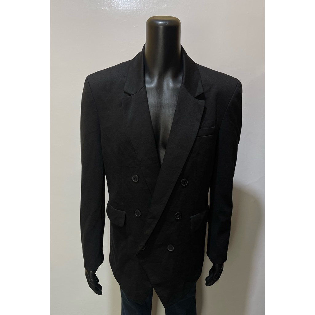zara man blazer   hitam double breast  jas  casual