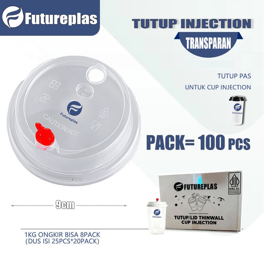 FUTUREPLAS (TUTUP 100 PCS) Tutup Injection Tutup Stoper Merah - Lid Cup Injection Tutup Gelas Plasti